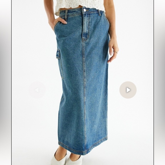 all row Blue Denim Maxi Skirt size L.  Western and y2k jeans H - Picture 1 of 13
